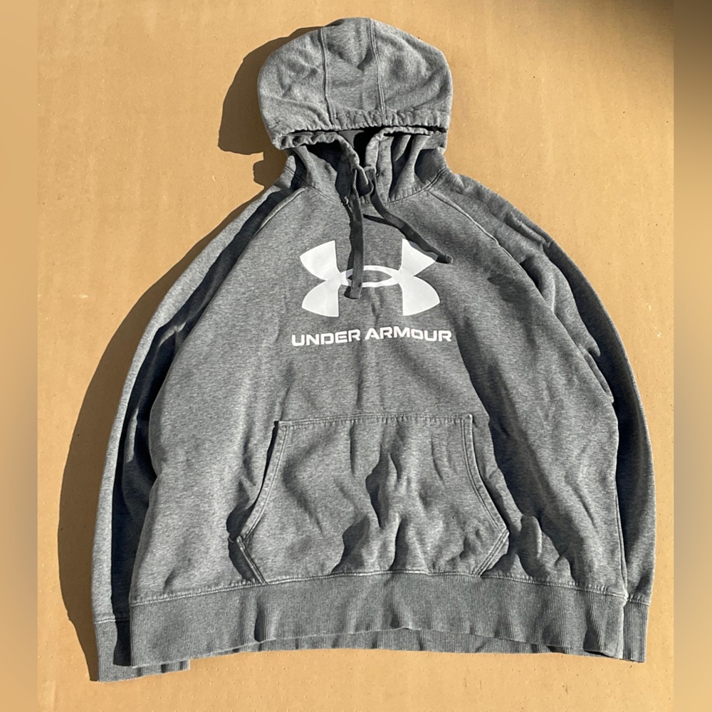Under Armour Light Gray Pullover Hoodie with Logo